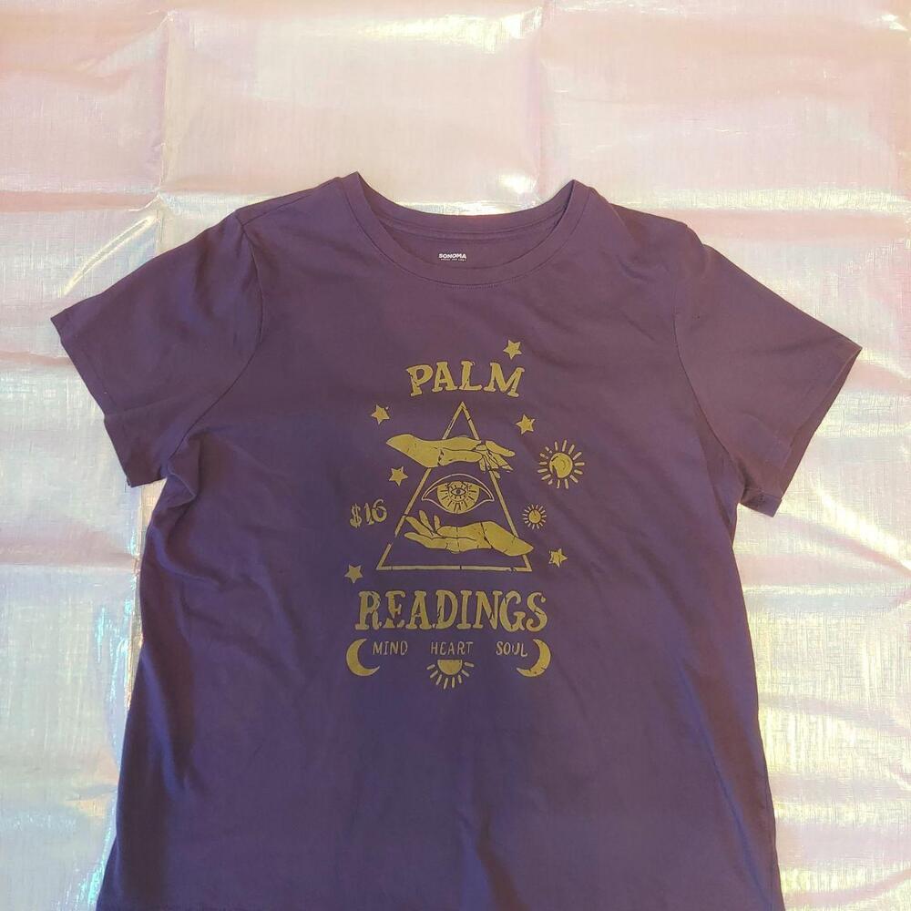 Sonoma purple graphic T shirt, Palm Readings